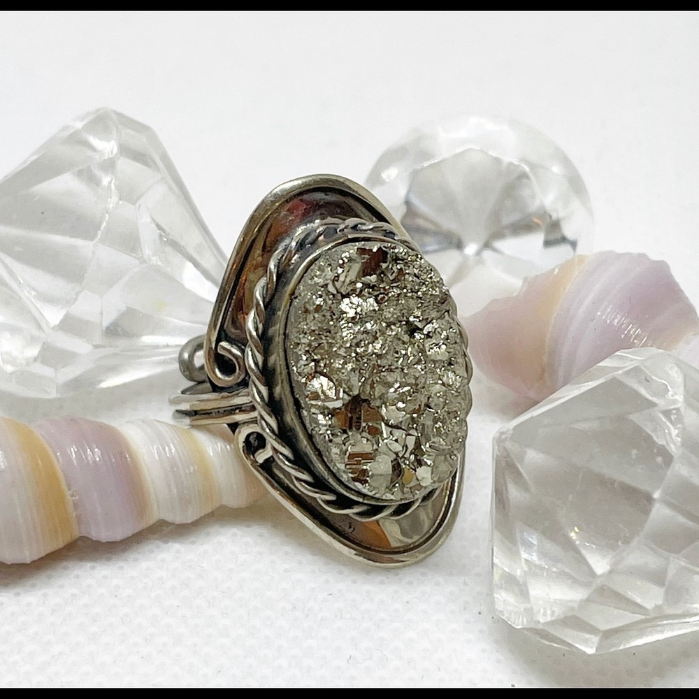 Handcrafted Large Pyrite Ring